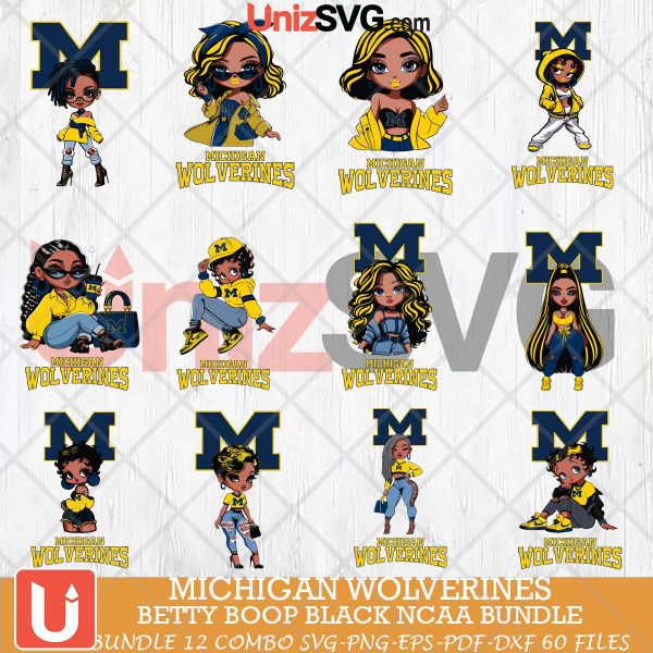 Michigan Wolverines Betty Boop Black NCAA bundle 12