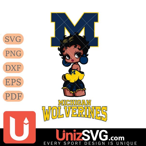 Michigan Wolverines Betty Boop Black Fan Girl