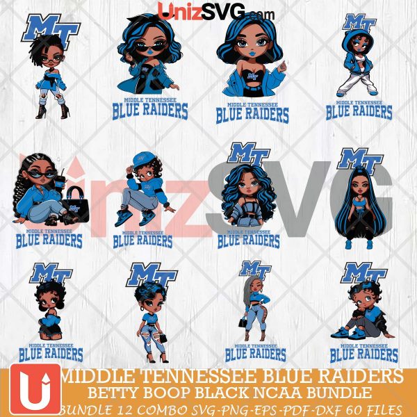 Middle Tennessee Blue Raiders Betty Boop Black NCAA bundle 12