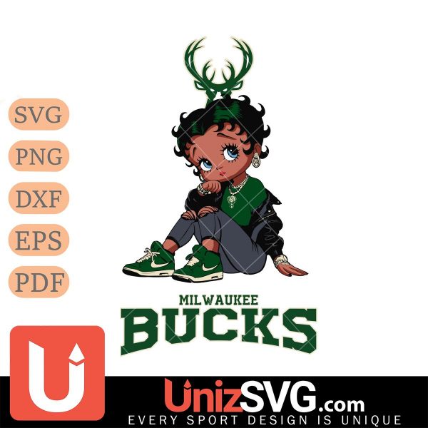 Milwaukee Bucks Betty Boop Black