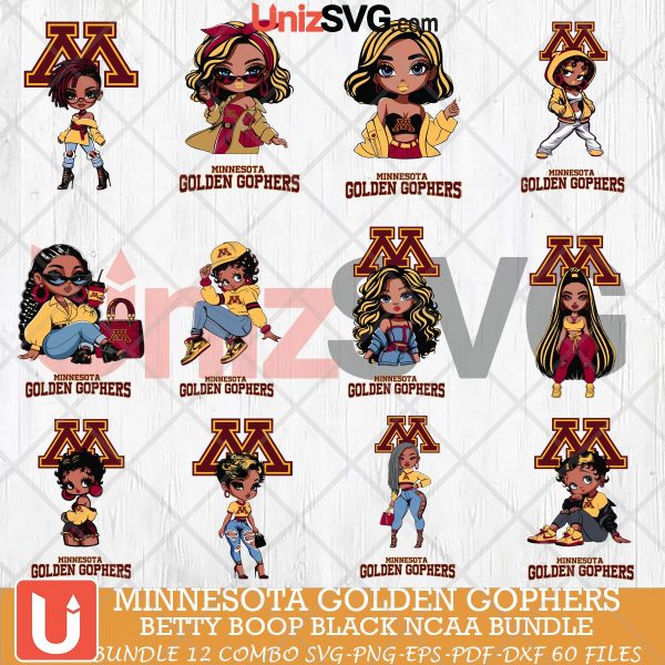 Minnesota Golden Gophers Betty Boop Black NCAA bundle 12