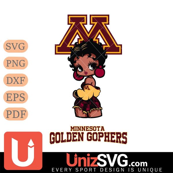 Minnesota Golden Gophers Betty Boop Black Fan Girl