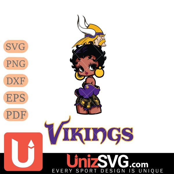 Minnesota Vikings Betty Boop Black Fan Girl