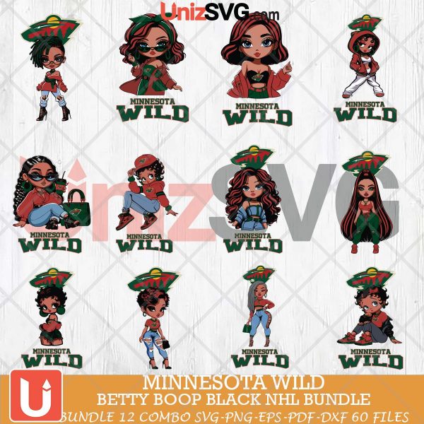 Minnesota Wild Betty Boop Black NHL bundle 12