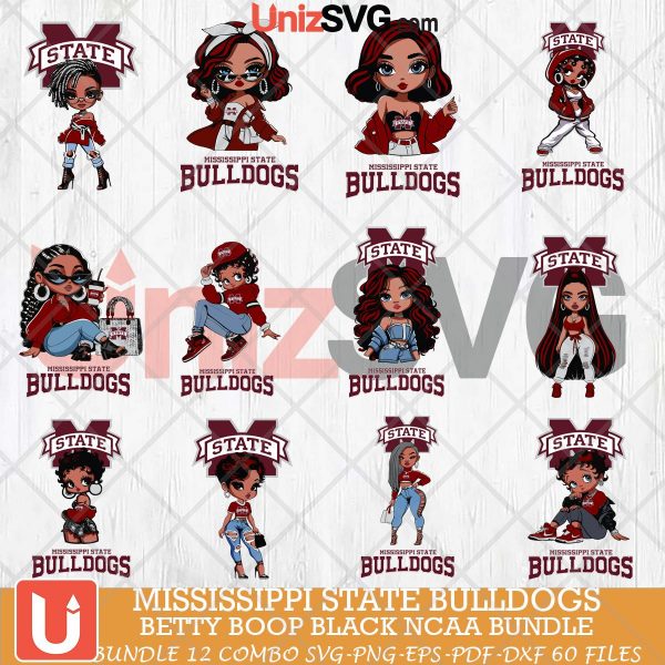 Mississippi State Bulldogs Betty Boop Black NCAA bundle 12