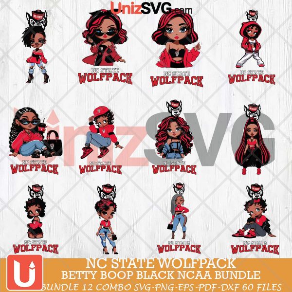 NC State Wolfpack Betty Boop Black NCAA bundle 12