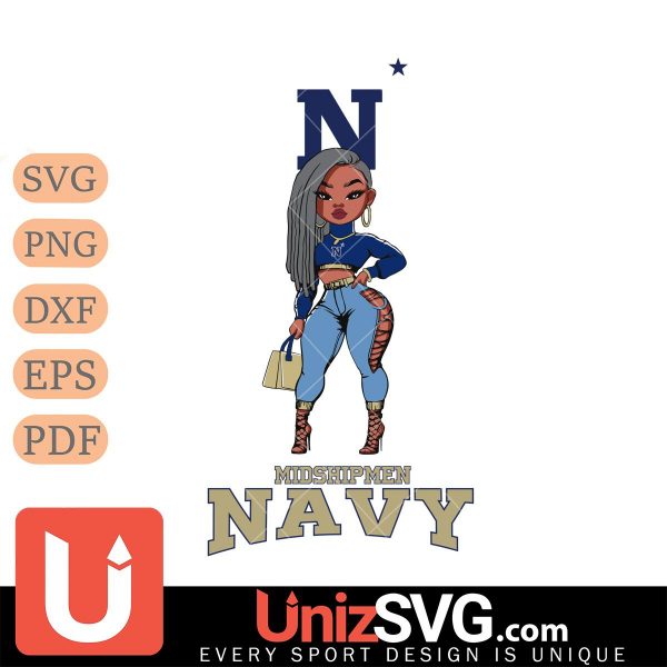 Navy Midshipmen Fan Girl Black