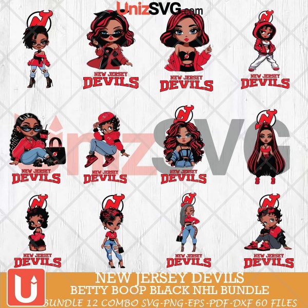 New Jersey Devils Betty Boop Black NHL bundle 12