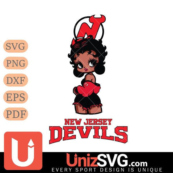 New Jersey Devils Betty Boop Black Fan Girl