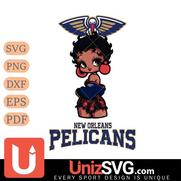 New Orleans Pelicans Betty Boop Black Fan Girl