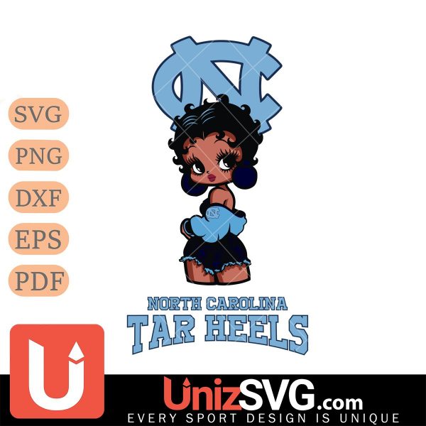 North Carolina Tar Heels Betty Boop Black Fan Girl