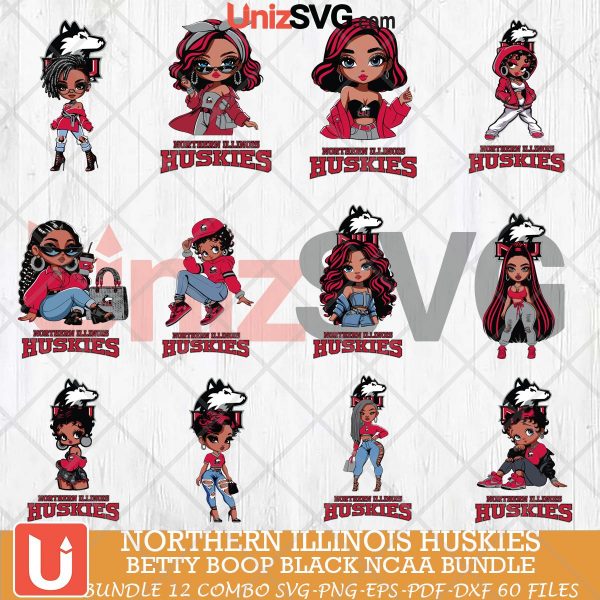 Northern Illinois Huskies Betty Boop Black NCAA bundle 12