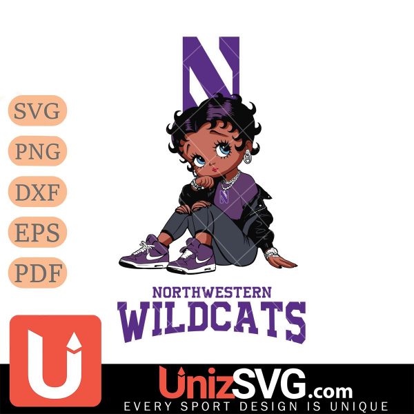 Northwestern Wildcats Betty Boop Black