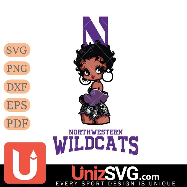 Northwestern Wildcats Betty Boop Black Fan Girl