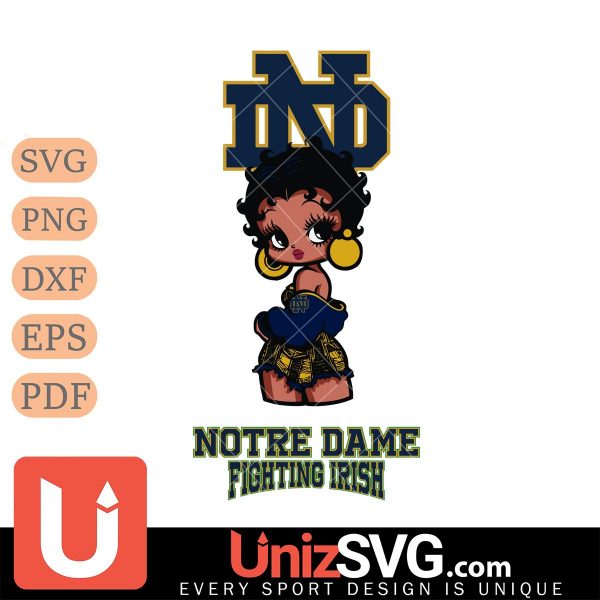 Notre Dame Fighting Irish Betty Boop Black Fan Girl