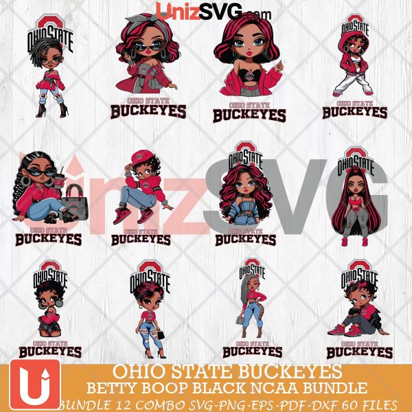 Ohio State Buckeyes Betty Boop Black NCAA bundle 12