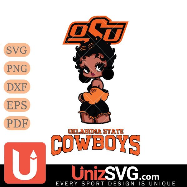 Oklahoma State Cowboys Betty Boop Black Fan Girl