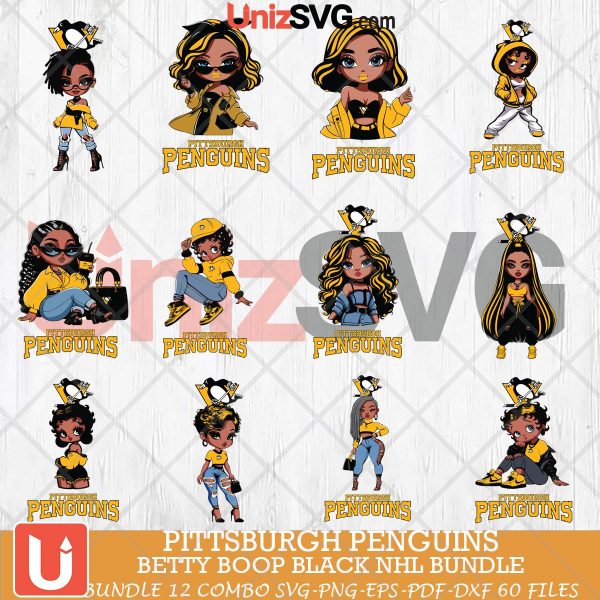 Pittsburgh Penguins Betty Boop Black NHL bundle 12