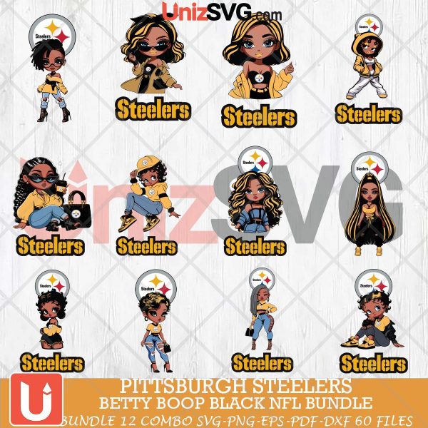 Pittsburgh Steelers Betty Boop Black NFL bundle 12