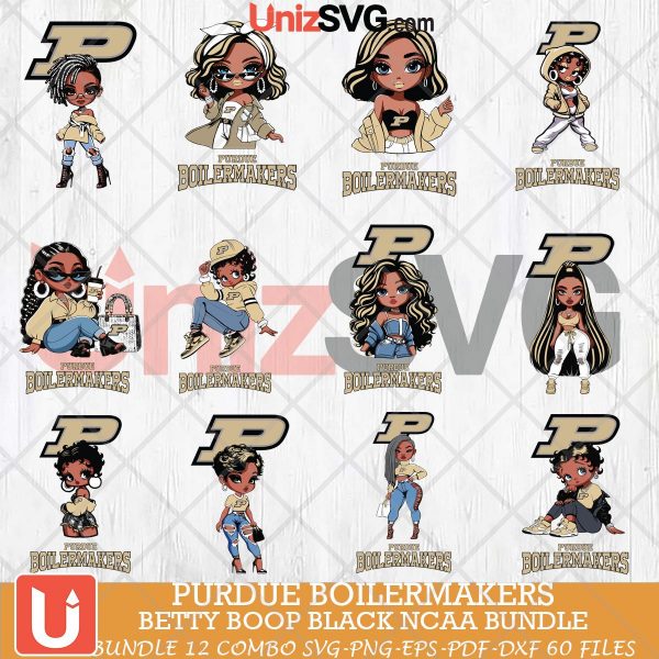 Purdue Boilermakers Betty Boop Black NCAA bundle 12