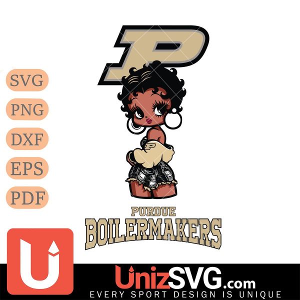 Purdue Boilermakers Betty Boop Black Fan Girl