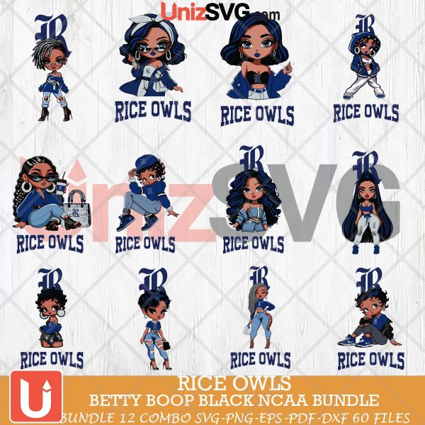 Rice Owls Betty Boop Black NCAA bundle 12