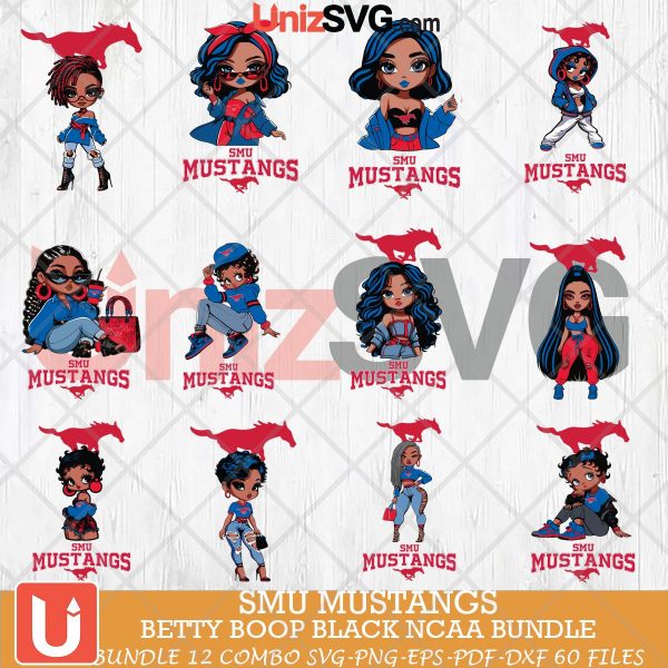 SMU Mustangs Betty Boop Black NCAA bundle 12