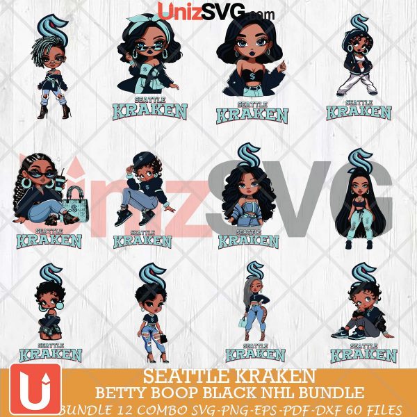 Seattle Kraken Betty Boop Black NHL bundle 12