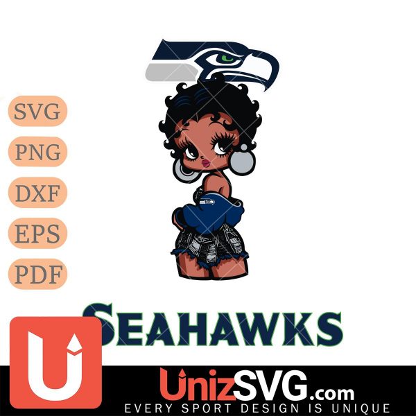 Seattle Seahawks Betty Boop Black Fan Girl