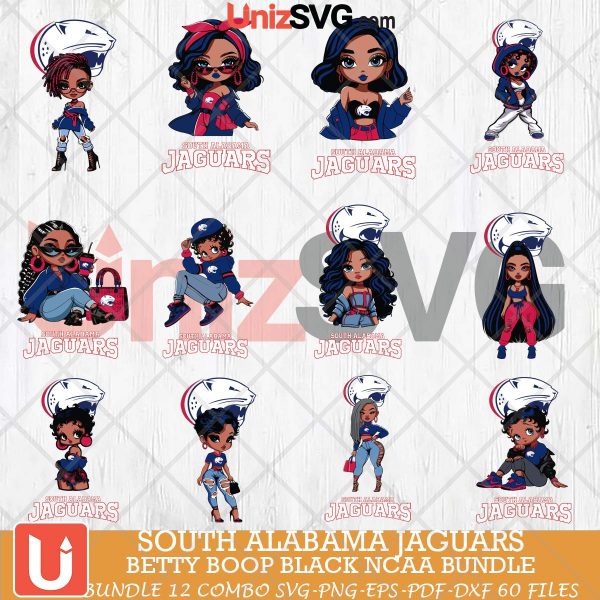 South Alabama Jaguars Betty Boop Black NCAA bundle 12