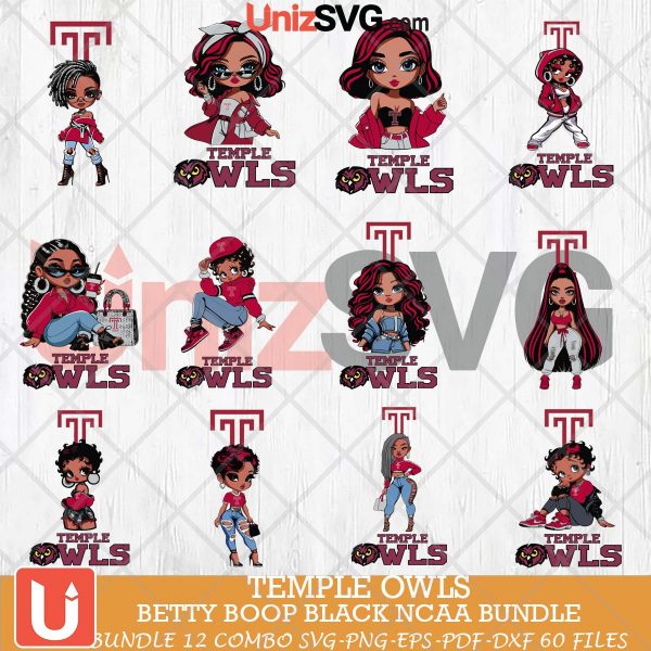 Temple Owls Betty Boop Black NCAA bundle 12