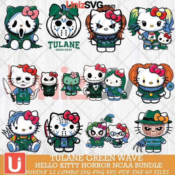 Tulane Green Wave Hello Kitty Horror NCAA bundle 12