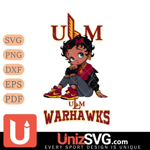 UL Monroe Warhawks Betty Boop Black