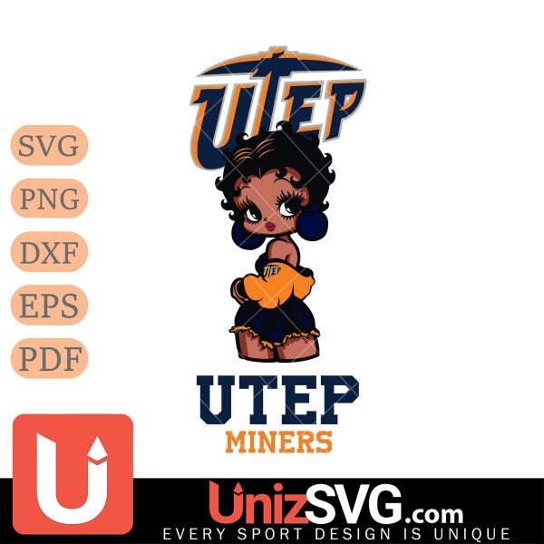 UTEP Miners Betty Boop Black Fan Girl