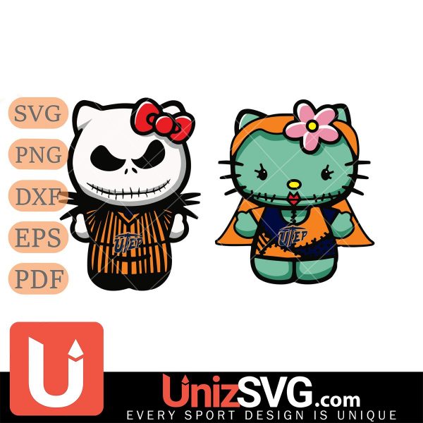 UTEP Miners Hello Kitty Jack Skellington & Sally Horror