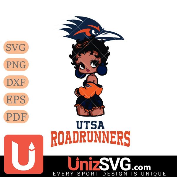 UTSA Roadrunners Betty Boop Black Fan Girl