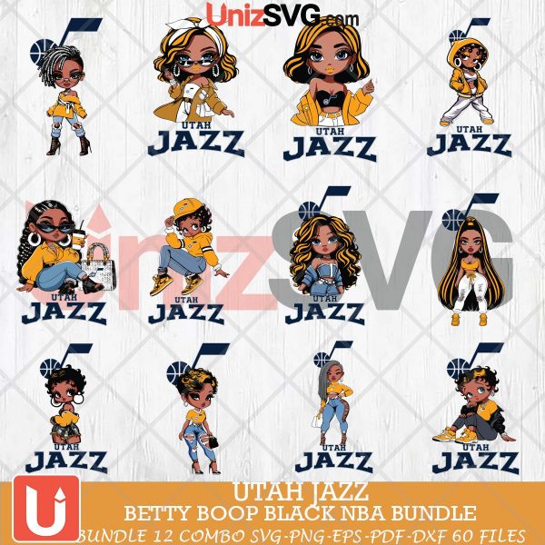 Utah Jazz Betty Boop Black NBA bundle 12