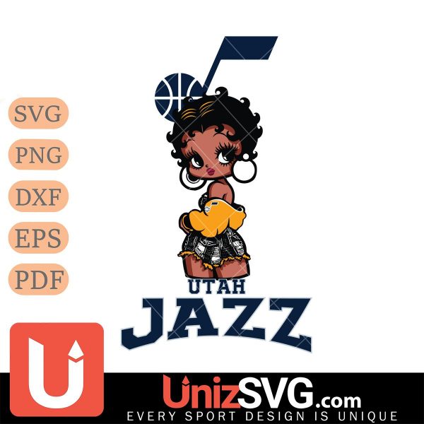 Utah Jazz Betty Boop Black Fan Girl