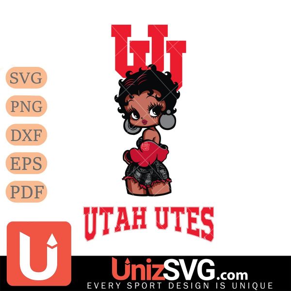 Utah Utes Betty Boop Black Fan Girl