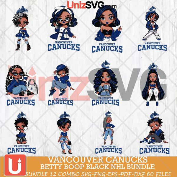 Vancouver Canucks Betty Boop Black NHL bundle 12