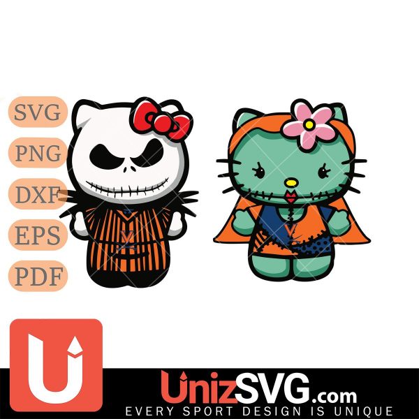 Virginia Cavaliers Hello Kitty Jack Skellington & Sally Horror