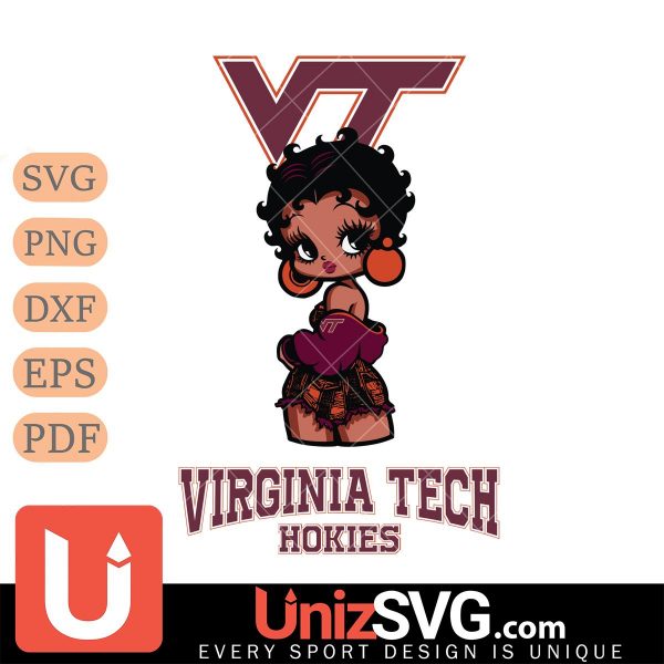 Virginia Tech Hokies Betty Boop Black Fan Girl