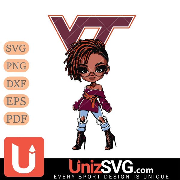 Virginia Tech Hokies Betty Boop Fan Girl black