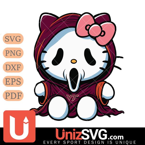 Virginia Tech Hokies Hello Kitty GhostFace Horror