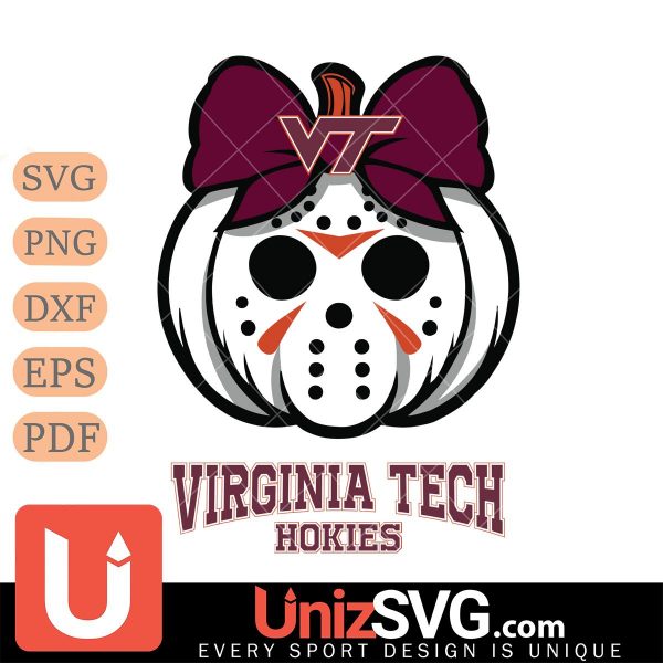 Virginia Tech Hokies Hello Kitty Jason Voorhees pumpkin Horror