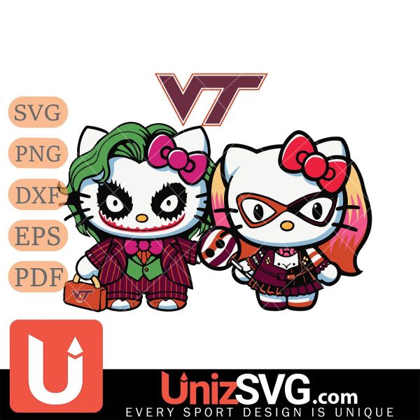 Virginia Tech Hokies Hello Kitty Joker x Harley Quinn Horror