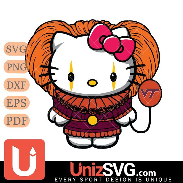 Virginia Tech Hokies Hello Kitty Pennywise Horror