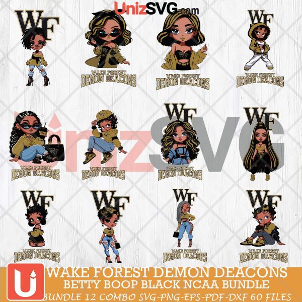 Wake Forest Demon Deacons Betty Boop Black NCAA bundle 12