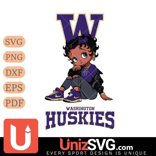 Washington Huskies Betty Boop Black