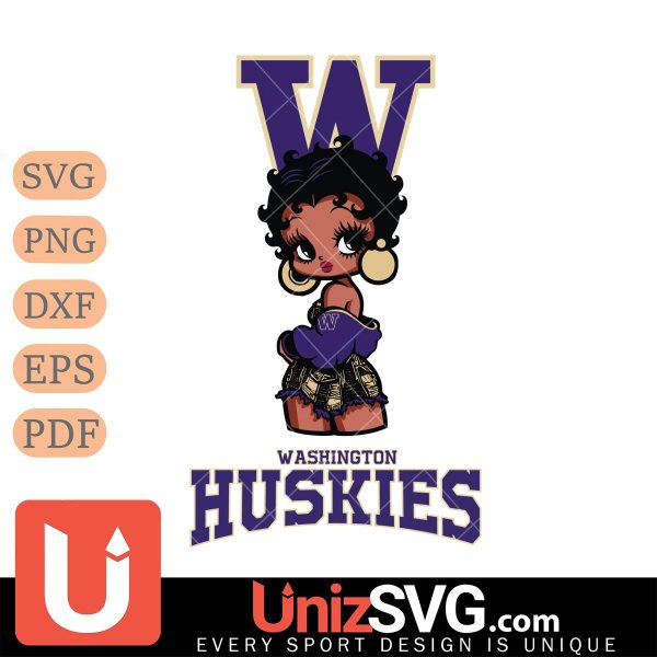 Washington Huskies Betty Boop Black Fan Girl